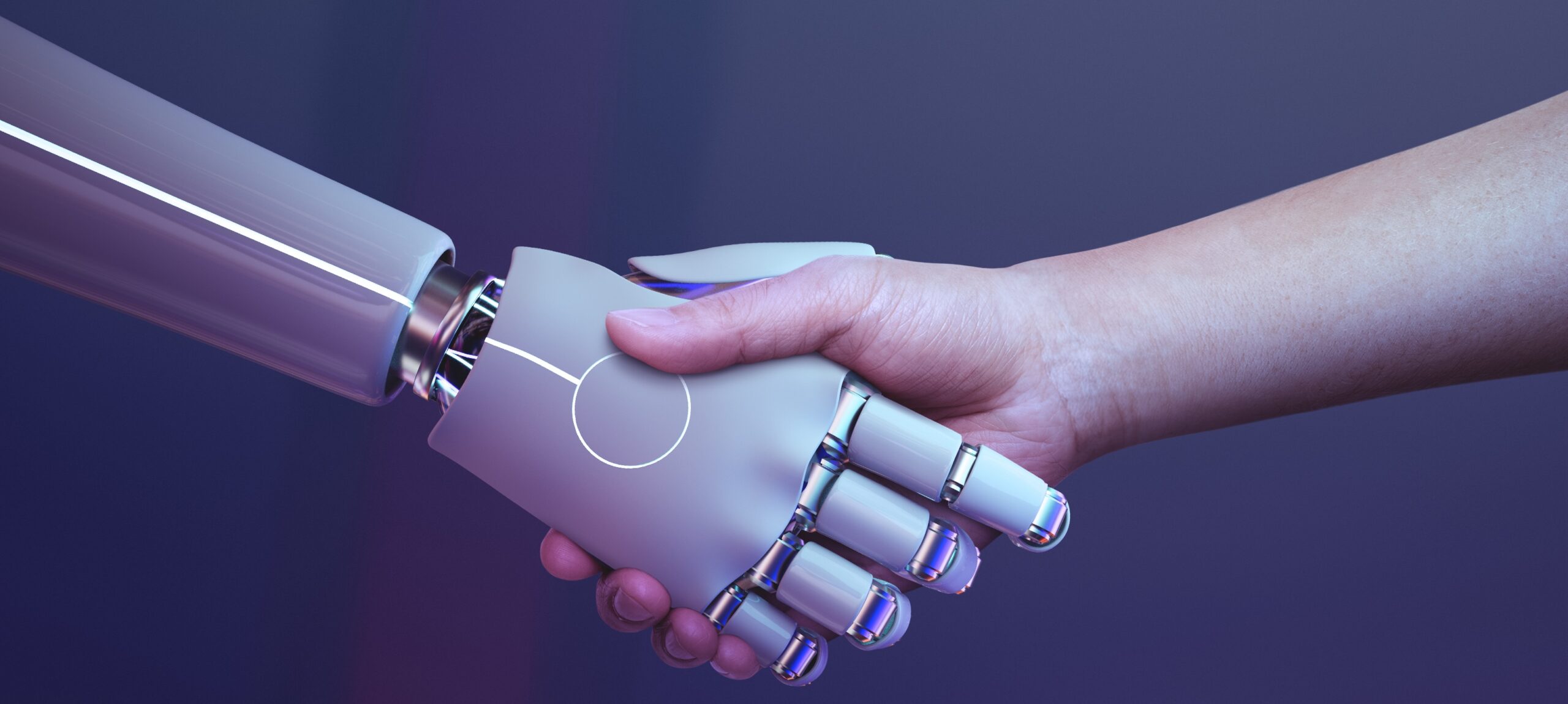 robot handshake human background futuristic digital age scaled