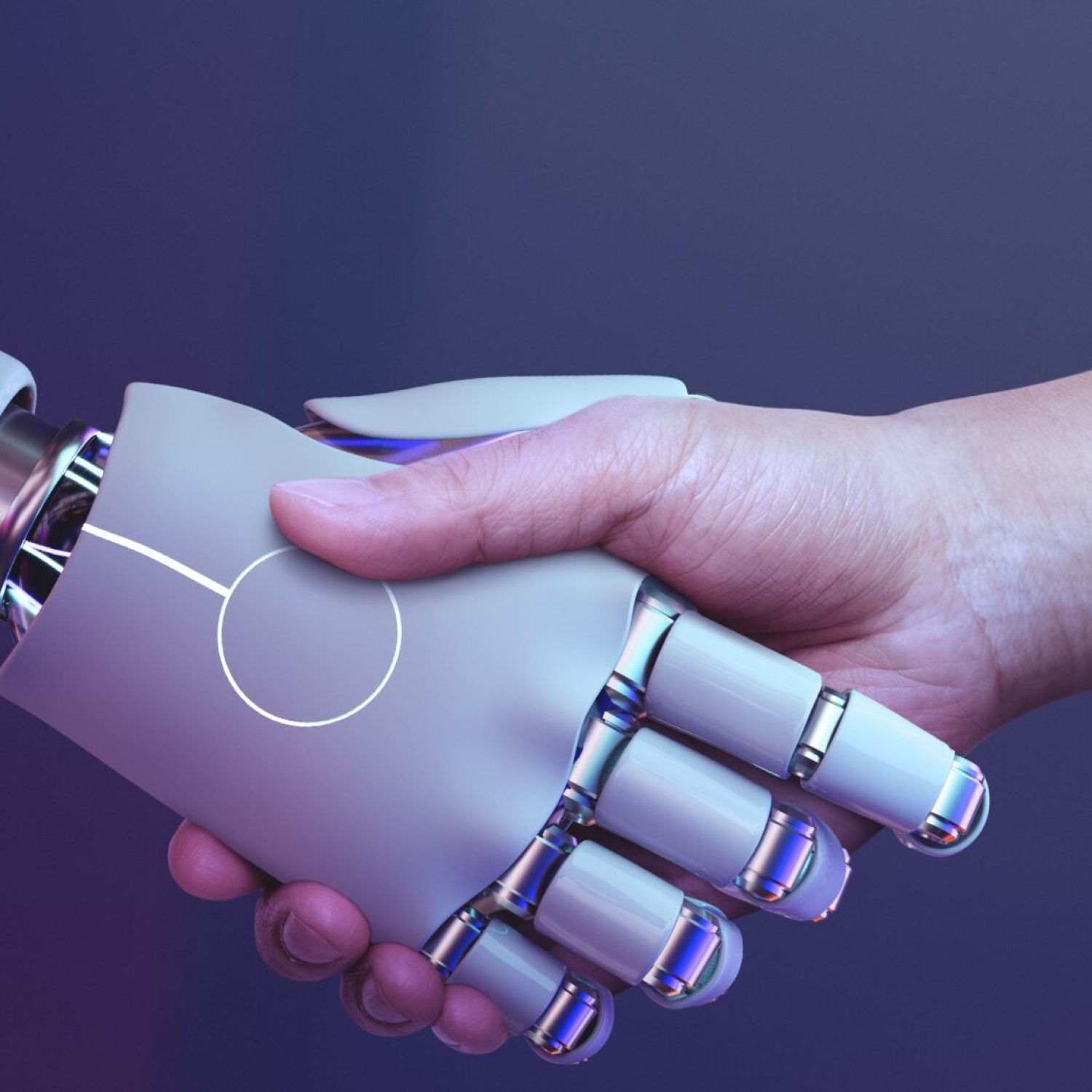 robot handshake human background futuristic digital age scaled